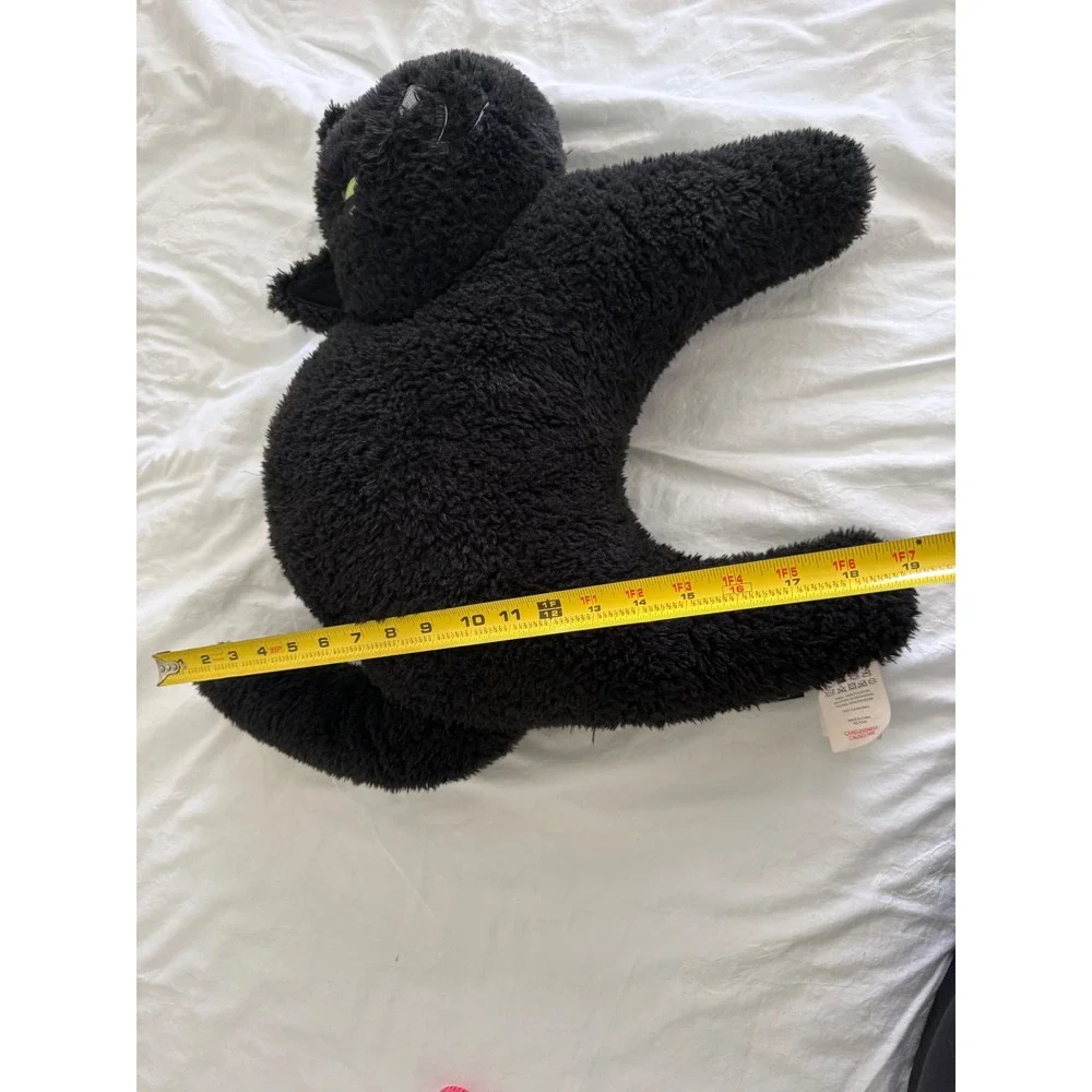 Cynthia Rowley Curious Soft Black Cat Plush Pillow Green Eyes Fall/Halloween 19